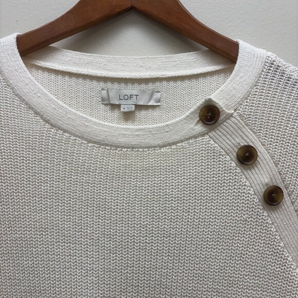 LOFT Neutral Cream White Knit Sweater - Picture 4 of 5